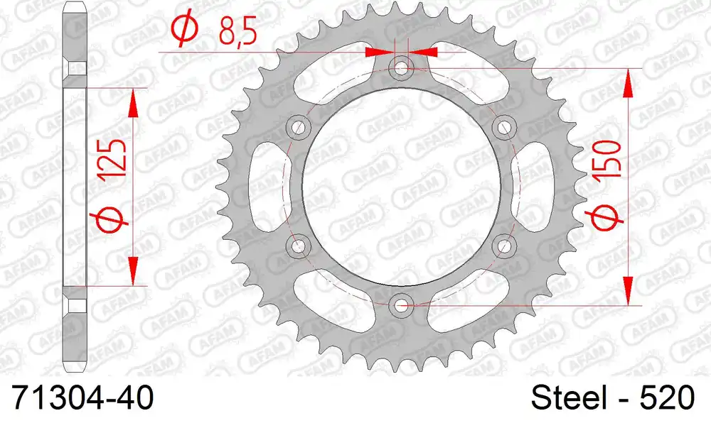 Corona AFAM 71304-40 in acciaio passo 520 HUSABERG FS 650 SUPERMOTARD 2004 -2007 Offerta Limitata