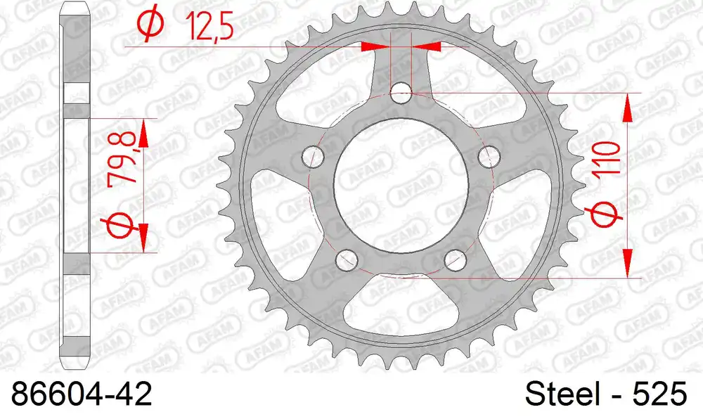 Saldi Corona AFAM 86604-42 in acciaio passo 525 TRIUMPH 800 BONNEVILLE AMERICA 2002 -2006
