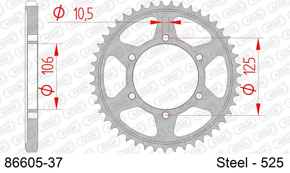 Corona AFAM 86605-37 in acciaio passo 525 TRIUMPH BONNEVILLE SPEEDMASTER 2022 -2023 Offerta Speciale