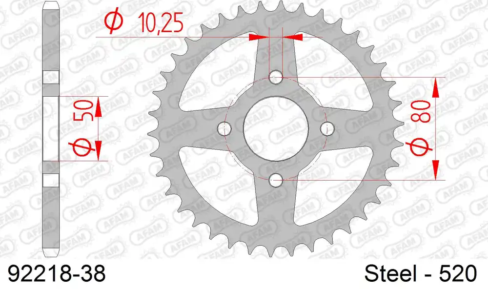 Corona AFAM 92218-38 in acciaio passo 520 E-TON VXL 250 ST VECTOR 2006 -2011 Compra Oggi Stesso