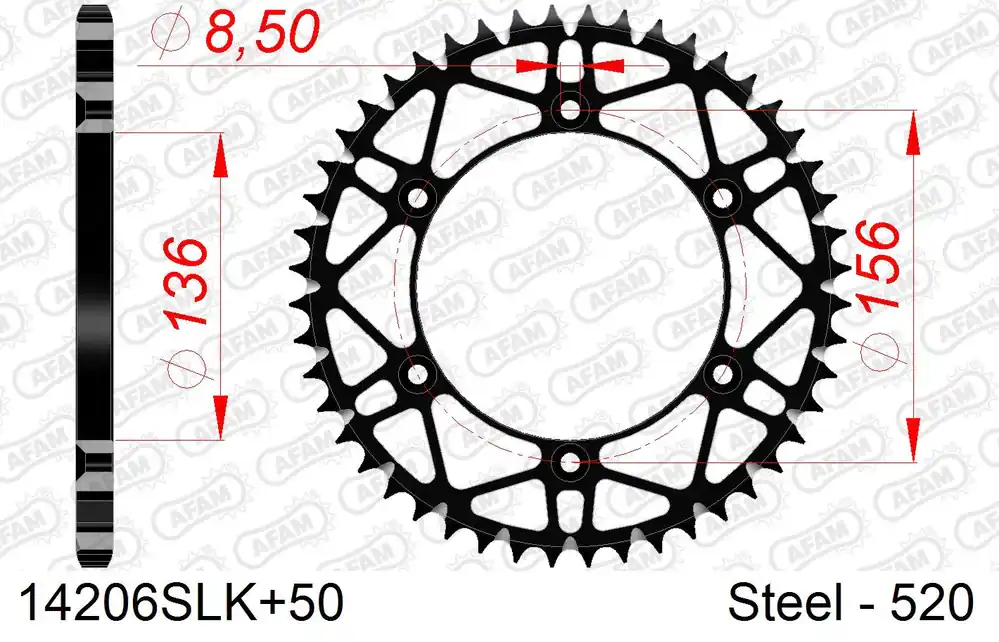 Più Venduto Corona AFAM 14206SLK+50 in acciaio passo 520 GAS-GAS EC 125 2013