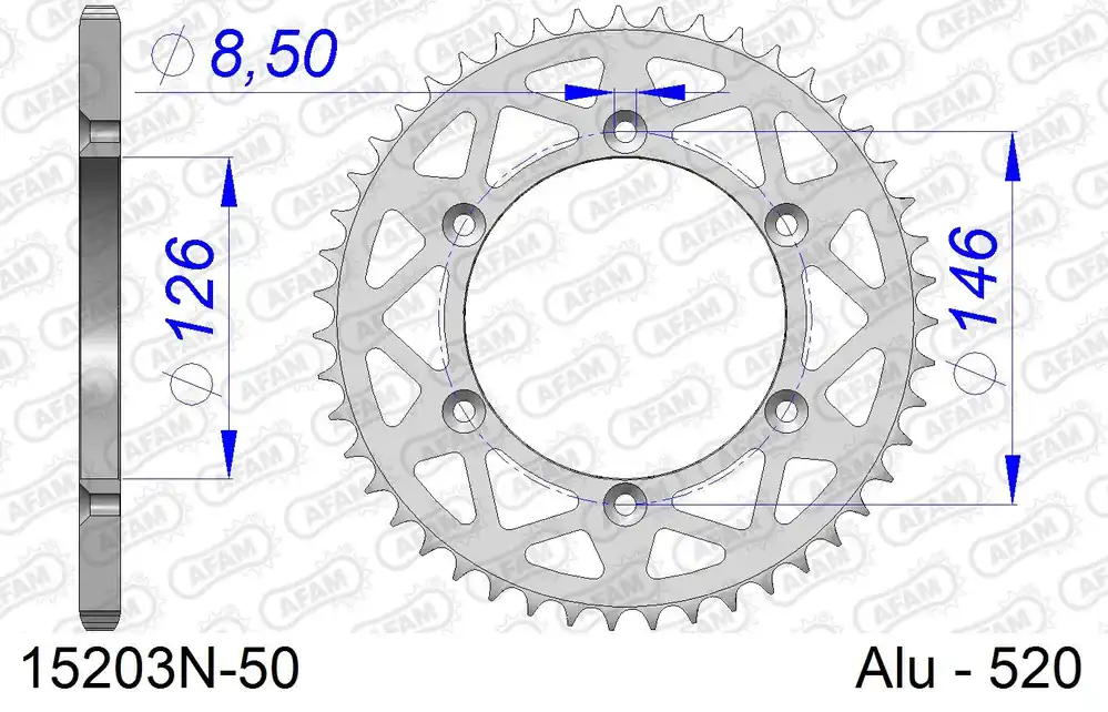 Corona AFAM 15203N-50 in all. passo 520 SUZUKI RM 125 1997 -2005 Miglior Prezzo