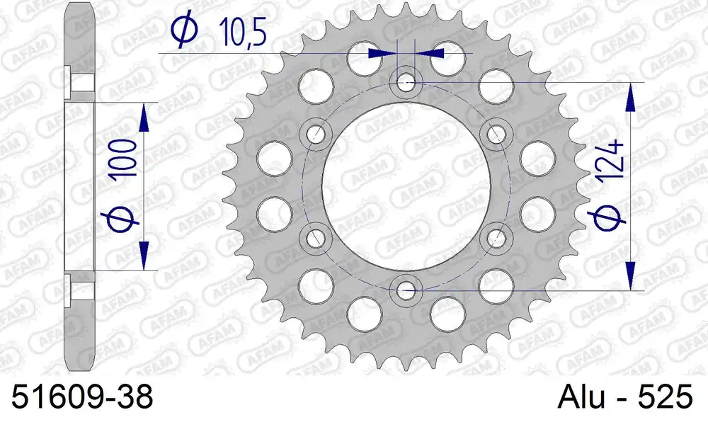 Corona AFAM 51609-38 in all. passo 525 DUCATI 1000 DS SUPERSPORT 2005 -2006 Ultime Pezzi