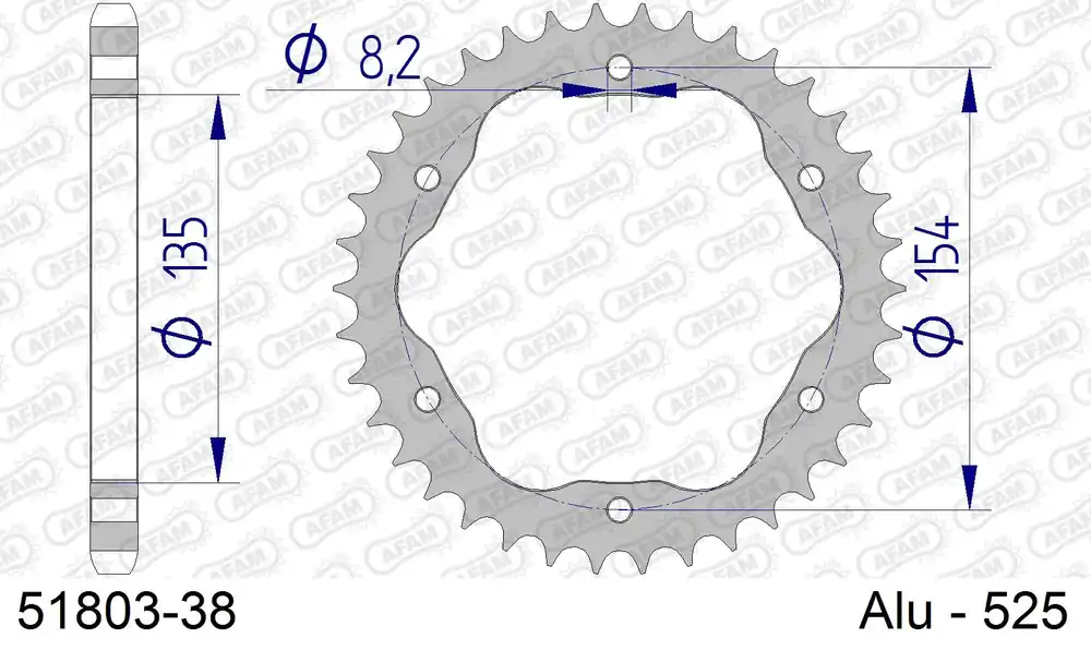 Corona AFAM 51803-38 in all. passo 525 DUCATI 1098 2007 -2008 Più Venduto