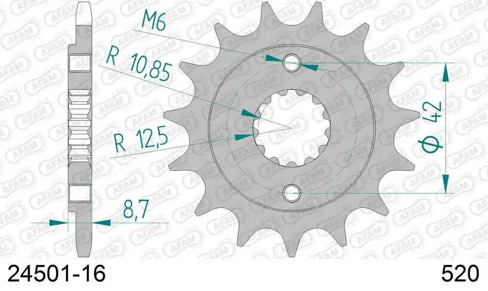 Popolare Pignone AFAM 24501-16 passo 520 KAWASAKI ZR 400 ZEPHYR 1997 -2001