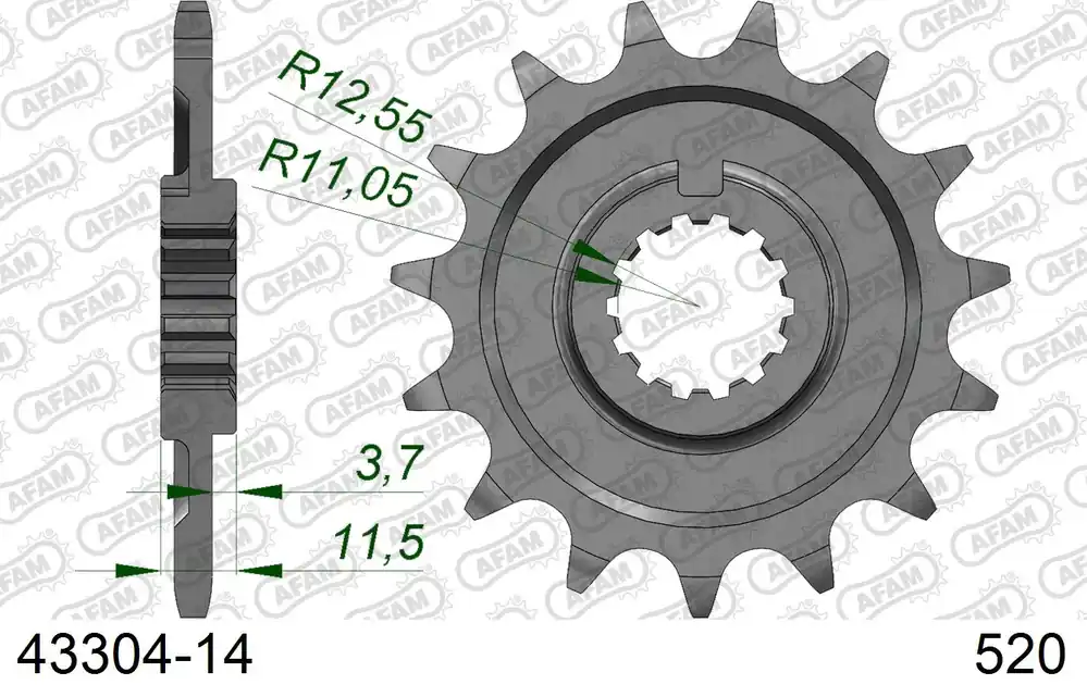 Pignone AFAM 43304-14 passo 520 SHERCO SE 250 ENDURO 2014 -2018 Più Venduto