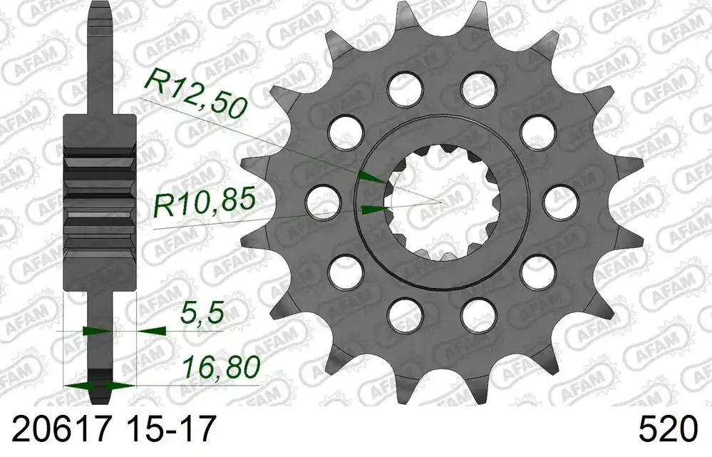 Prezzo Basso Pignone AFAM 20617NR-17 Passo 520 Con Gomma Antirumore HONDA ADV 750 X-ADV 2017 -2022