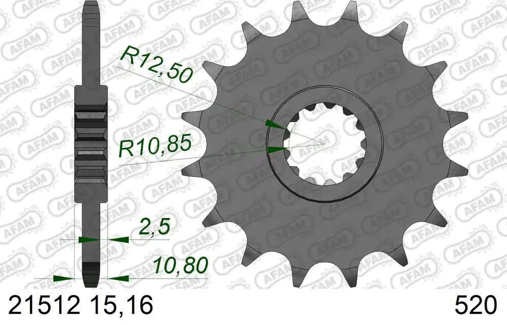Spedizione Espresso Pignone AFAM 21512NR-16 Passo 520 Con Gomma Antirumore YAMAHA XJ 6 F DIVERSION 2010 -2016