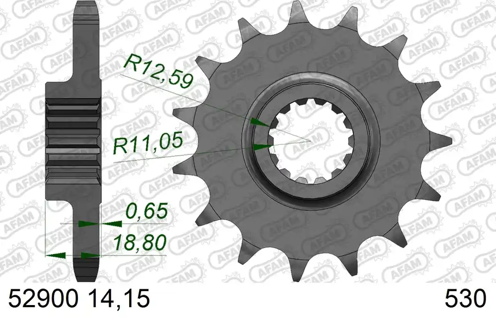 Pignone AFAM 52900NR-15 Passo 530 Con Gomma Antirumore DUCATI 1200 MULTISTRADA 2010 -2014 Super Prezzo
