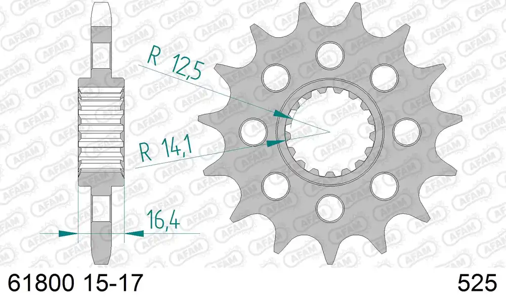 Miglior Prezzo Pignone AFAM 61800NR-16 Passo 525 Con Gomma Antirumore KTM 990 ADVENTURE ABS 2006 -2012