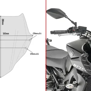 GIVI CUPOLINO Yamaha MT-09 2017 -2020 | A2132 FUME' Solo Oggi