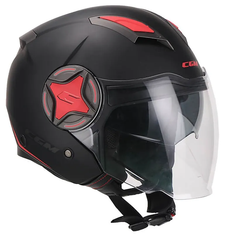 Acquista Ora CASCO MOTO JET DOPPIA VISIERA CGM 129X ILLINOIS SPORT NERO ROSSO OPACO