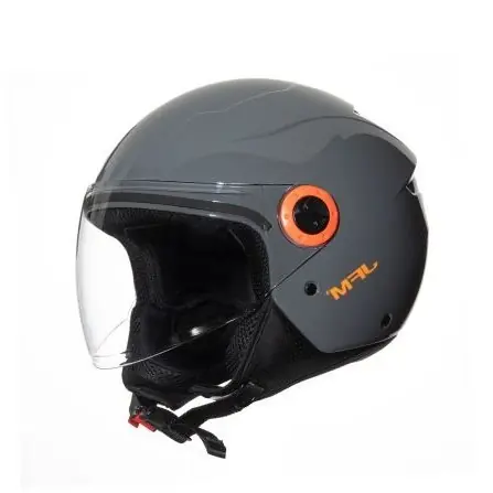 Vendita Finale CASCO JFM DEMI JET VISIERA LUNGA GRIGIO LUCIDO CON COVER VITI E LOGO ARANCIONE